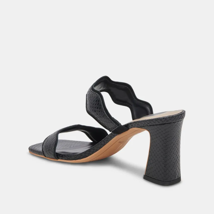 ILVA WIDE HEELS ONYX EMBOSSED LEATHER^Dolce Vita Online