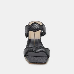 ILVA WIDE HEELS ONYX EMBOSSED LEATHER^Dolce Vita Online