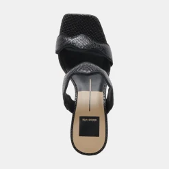 ILVA WIDE HEELS ONYX EMBOSSED LEATHER^Dolce Vita Online