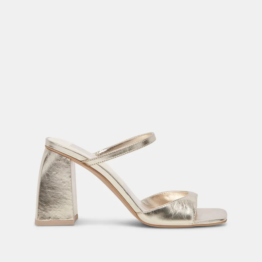 JEMMY HEELS LIGHT GOLD CRINKLE PATENT^Dolce Vita Outlet