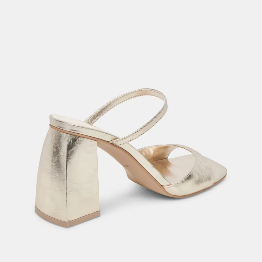 JEMMY HEELS LIGHT GOLD CRINKLE PATENT^Dolce Vita Outlet
