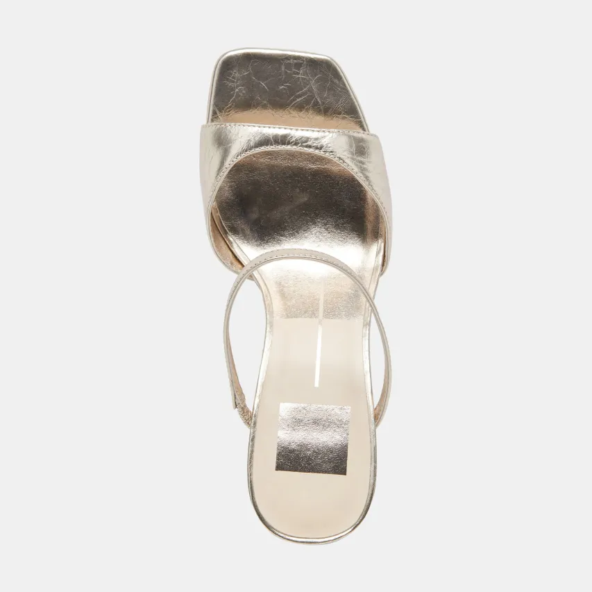 JEMMY HEELS LIGHT GOLD CRINKLE PATENT^Dolce Vita Outlet