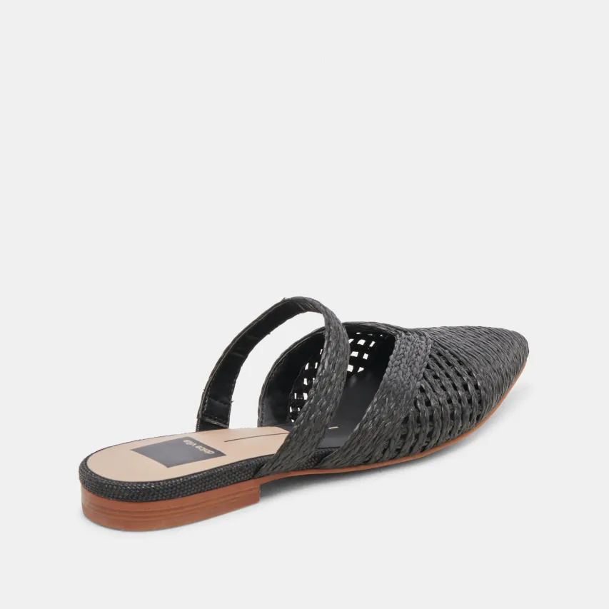 KALINE FLATS ONYX RAFFIA^Dolce Vita Fashion
