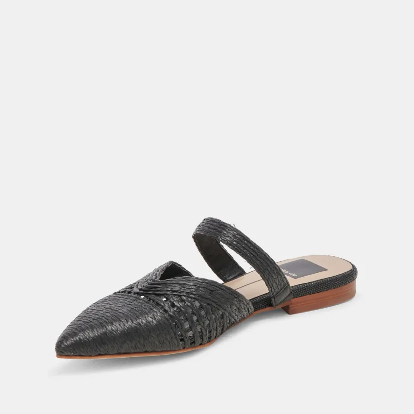 KALINE FLATS ONYX RAFFIA^Dolce Vita Fashion