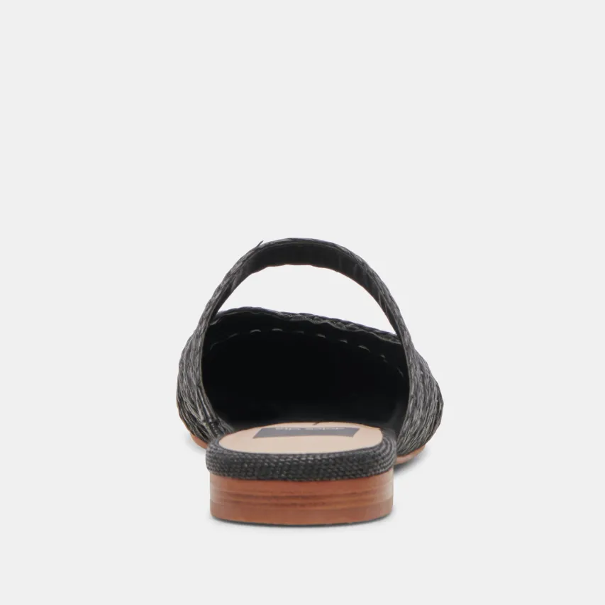 KALINE FLATS ONYX RAFFIA^Dolce Vita Fashion