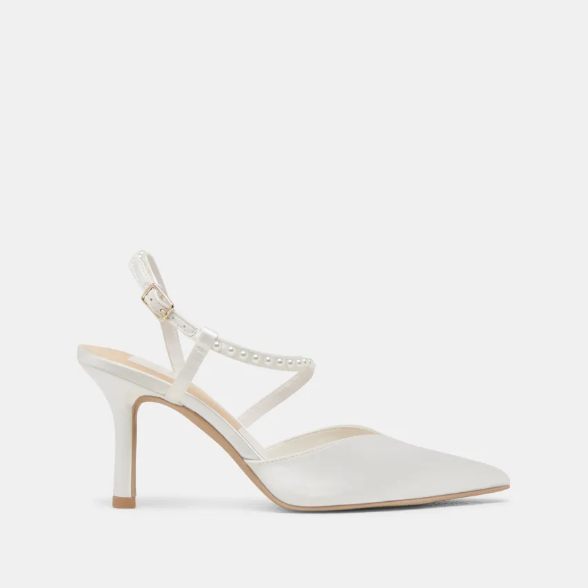 KAMRA PEARL HEELS TRUE WHITE SATIN^Dolce Vita Hot