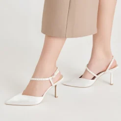 KAMRA PEARL HEELS TRUE WHITE SATIN^Dolce Vita Hot