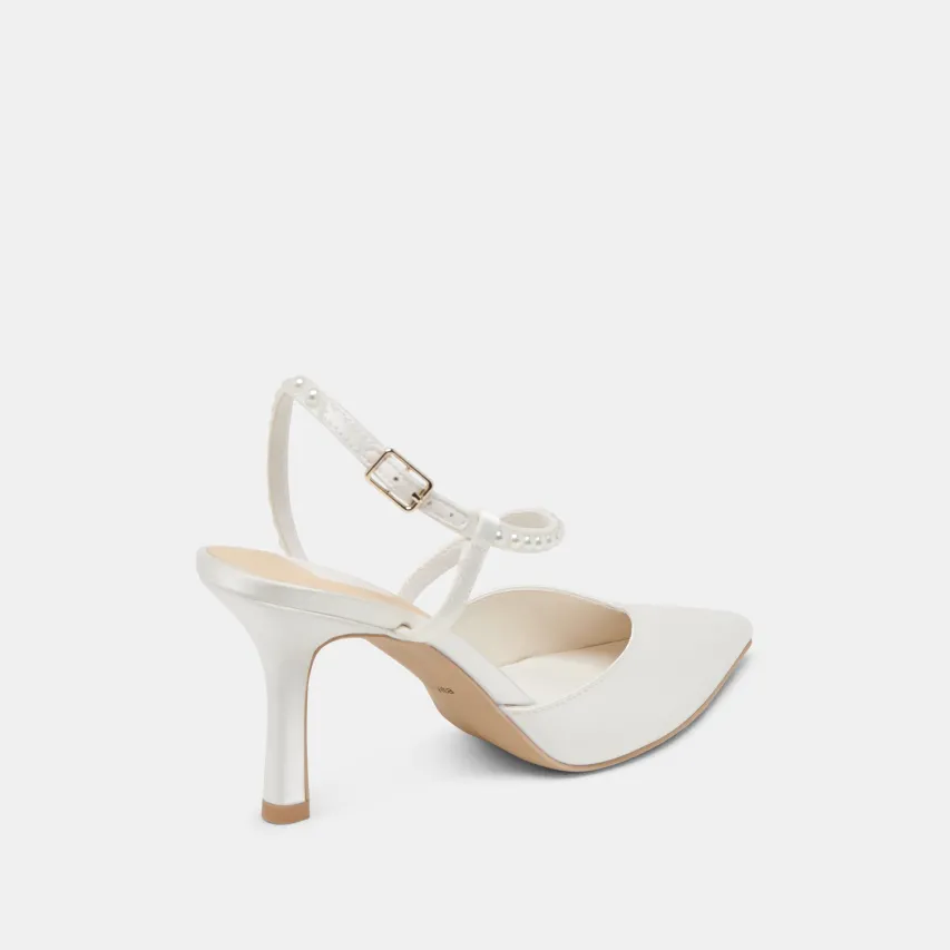 KAMRA PEARL HEELS TRUE WHITE SATIN^Dolce Vita Hot