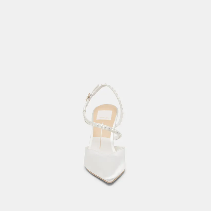 KAMRA PEARL HEELS TRUE WHITE SATIN^Dolce Vita Hot