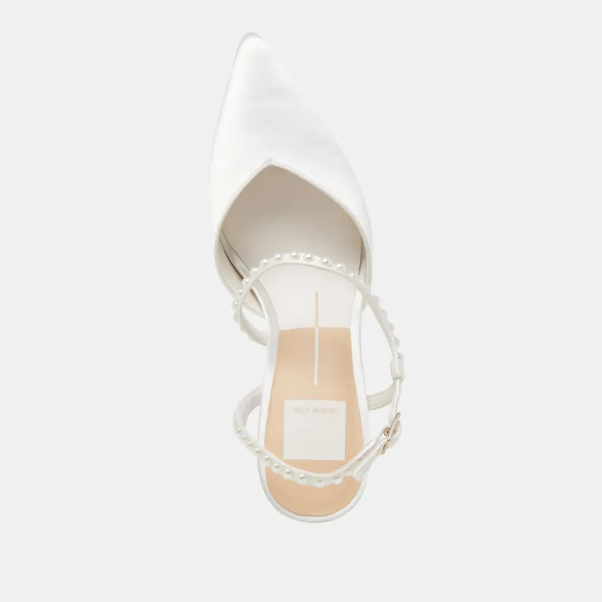 KAMRA PEARL HEELS TRUE WHITE SATIN^Dolce Vita Hot