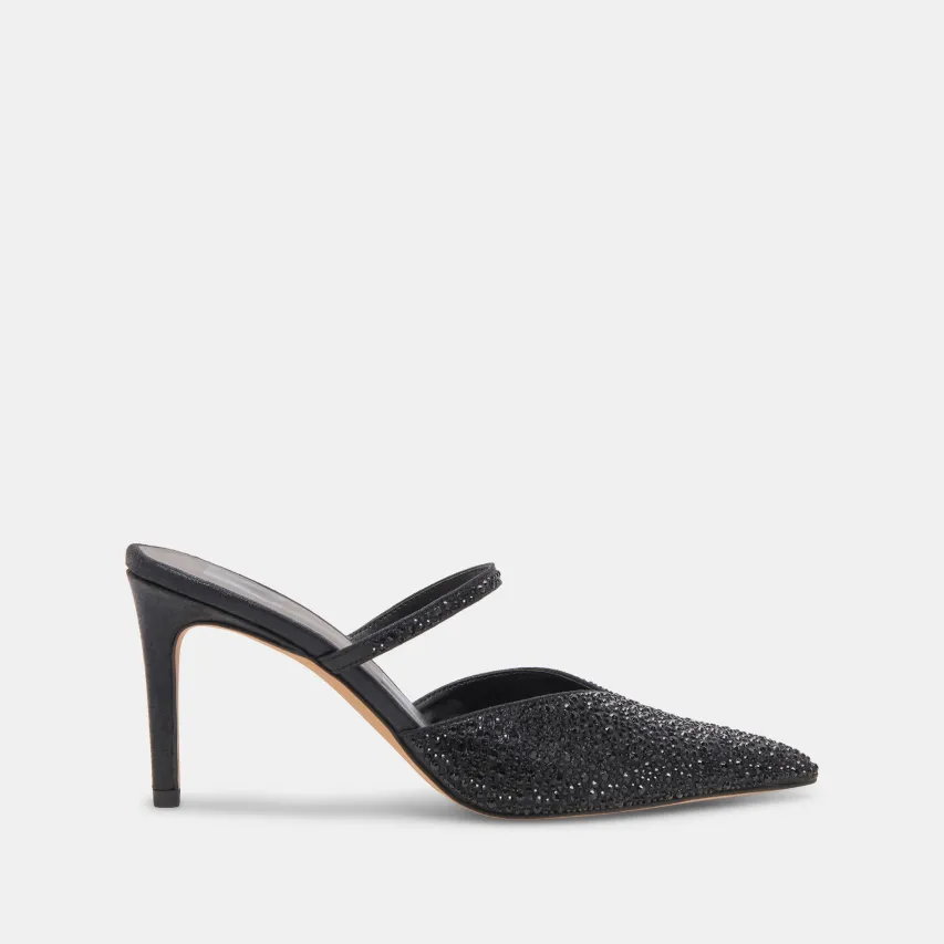 KANIKA CRYSTAL HEELS BLACK METALLIC FABRIC^Dolce Vita New