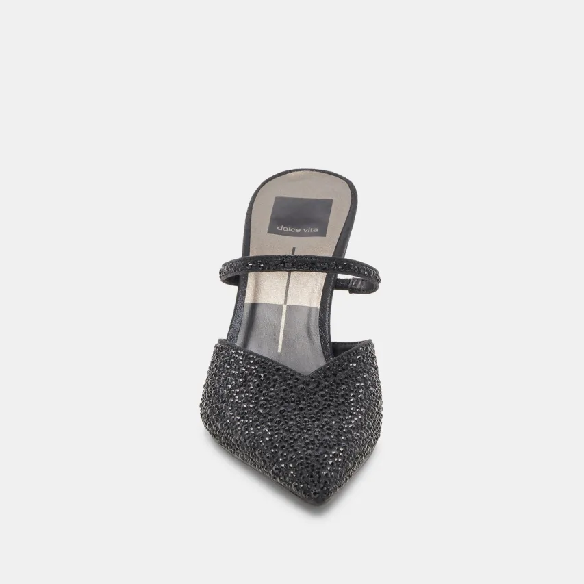KANIKA CRYSTAL HEELS BLACK METALLIC FABRIC^Dolce Vita New