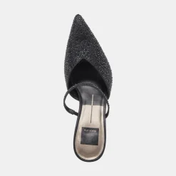 KANIKA CRYSTAL HEELS BLACK METALLIC FABRIC^Dolce Vita New