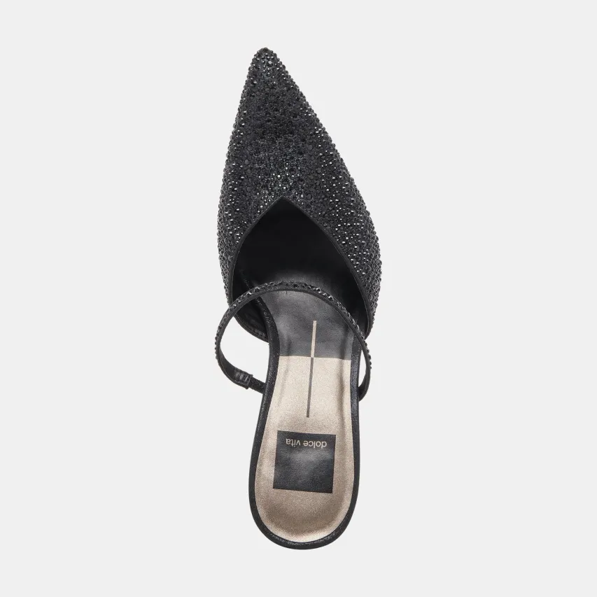 KANIKA CRYSTAL HEELS BLACK METALLIC FABRIC^Dolce Vita New