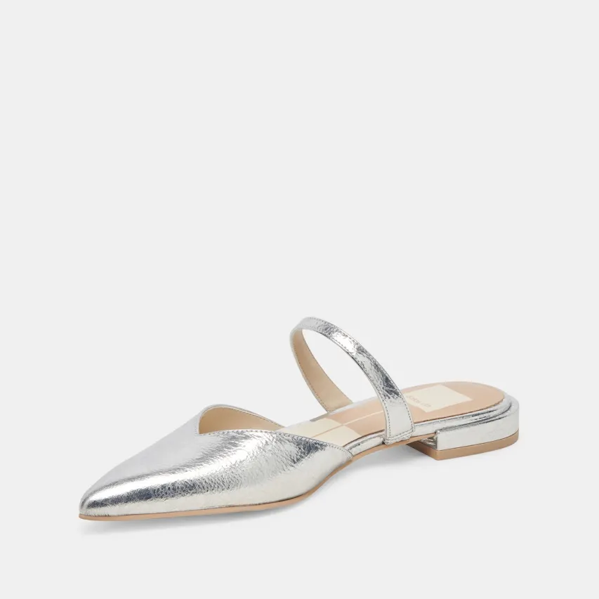 KANIKA FLATS SILVER DISTRESSED LEATHER^Dolce Vita Clearance