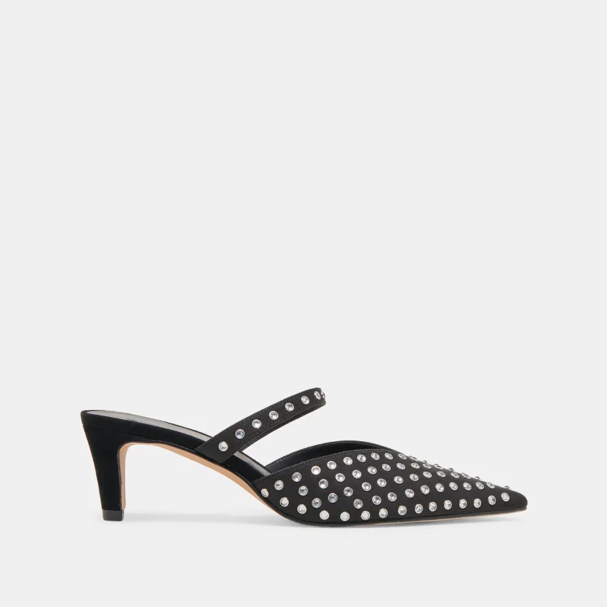 KANIKA MID CRYSTAL STUD HEELS BLACK CRYSTAL^Dolce Vita New