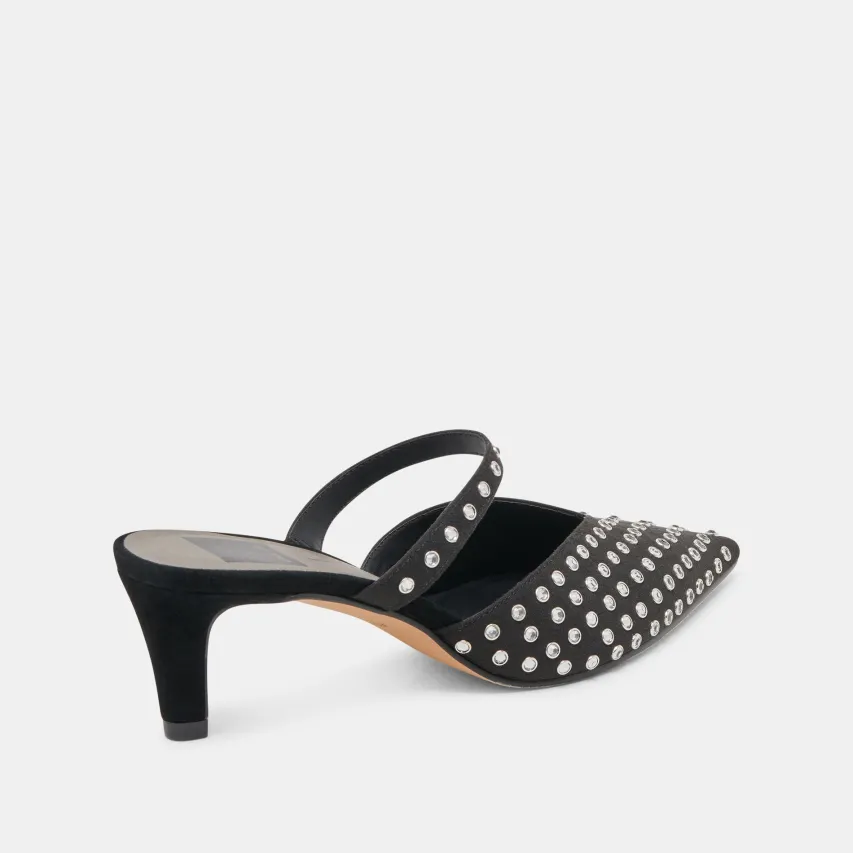 KANIKA MID CRYSTAL STUD HEELS BLACK CRYSTAL^Dolce Vita New