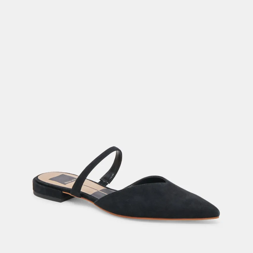 KANIKA WIDE FLATS ONYX SUEDE^Dolce Vita Clearance