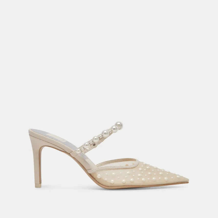 KATIK PEARL WIDE HEELS IVORY MESH^Dolce Vita Clearance