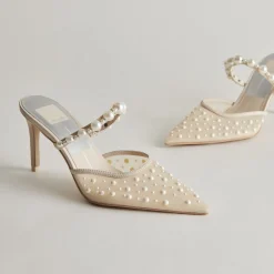 KATIK PEARL WIDE HEELS IVORY MESH^Dolce Vita Clearance
