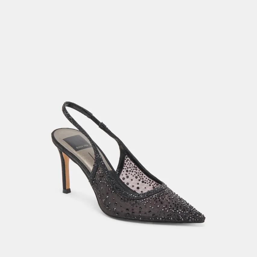 KAYE CRYSTAL HEELS BLACK MESH^Dolce Vita Clearance