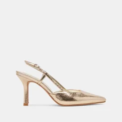 KIM HEELS GOLD DISTRESSED LEATHER^Dolce Vita Online