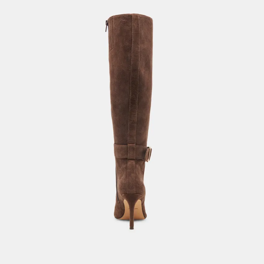 KINZY WIDE CALF BOOTS DK BROWN SUEDE^Dolce Vita Hot