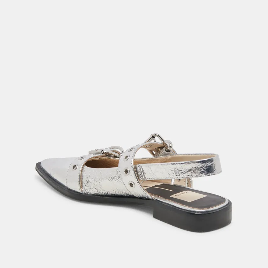 LABELL FLATS SILVER DISTRESSED LEATHER^Dolce Vita Best