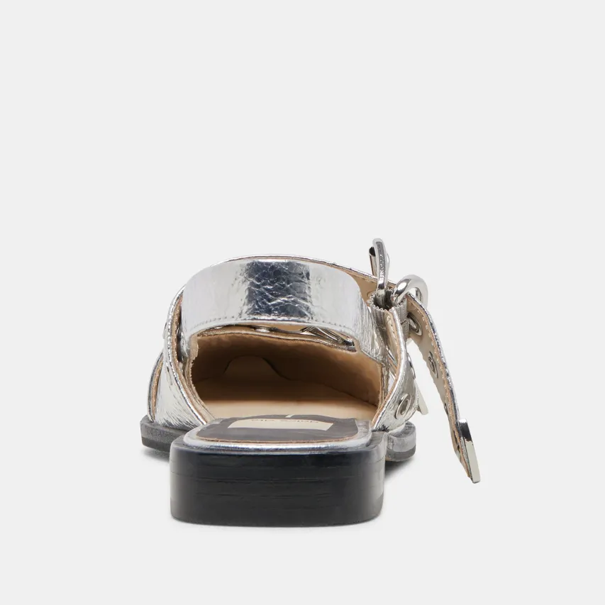 LABELL FLATS SILVER DISTRESSED LEATHER^Dolce Vita Best