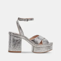 LAISHA HEELS SILVER DISTRESSED LEATHER^Dolce Vita Outlet