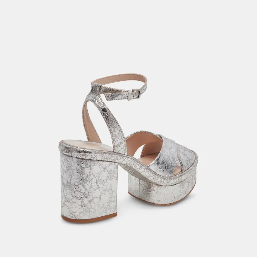 LAISHA HEELS SILVER DISTRESSED LEATHER^Dolce Vita Outlet