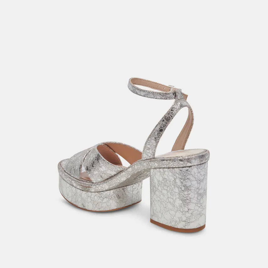 LAISHA HEELS SILVER DISTRESSED LEATHER^Dolce Vita Outlet