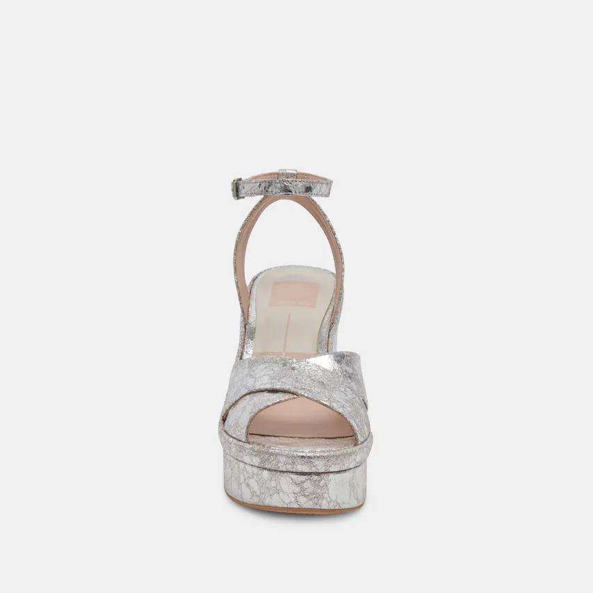 LAISHA HEELS SILVER DISTRESSED LEATHER^Dolce Vita Outlet