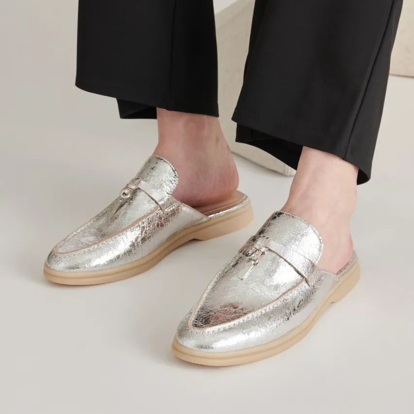 LASAIL FLATS SILVER DISTRESSED LEATHER^Dolce Vita Sale