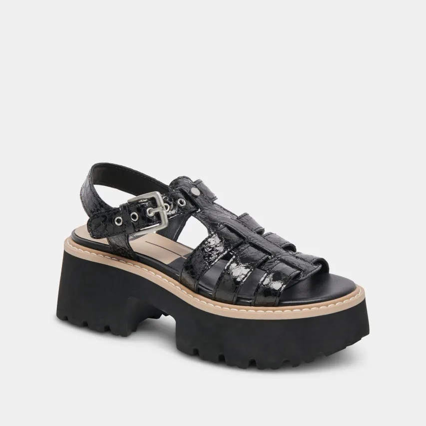 LATICE SANDALS MIDNIGHT EMBOSSED LEATHER^Dolce Vita Best