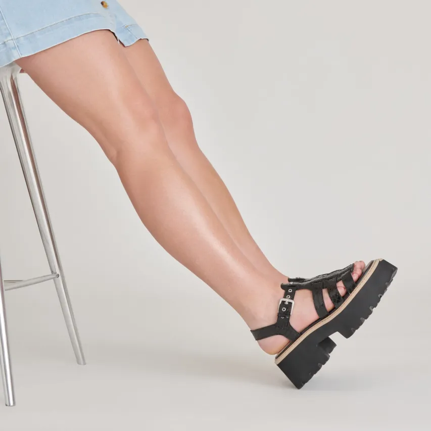 LATICE SANDALS MIDNIGHT EMBOSSED LEATHER^Dolce Vita Best