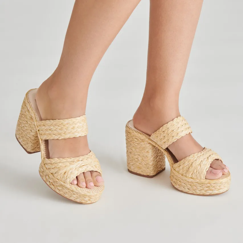 LATOYA HEELS LT NATURAL RAFFIA^Dolce Vita Clearance