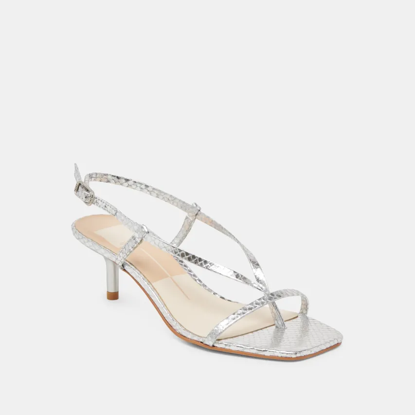LAURY HEELS SILVER EMBOSSED LEATHER^Dolce Vita Hot