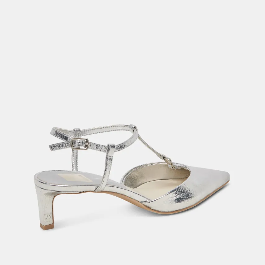 LAVON HEELS SILVER DISTRESSED LEATHER^Dolce Vita New