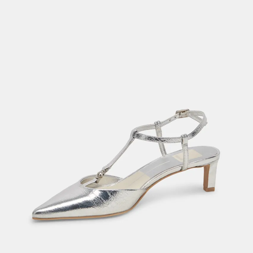 LAVON HEELS SILVER DISTRESSED LEATHER^Dolce Vita New