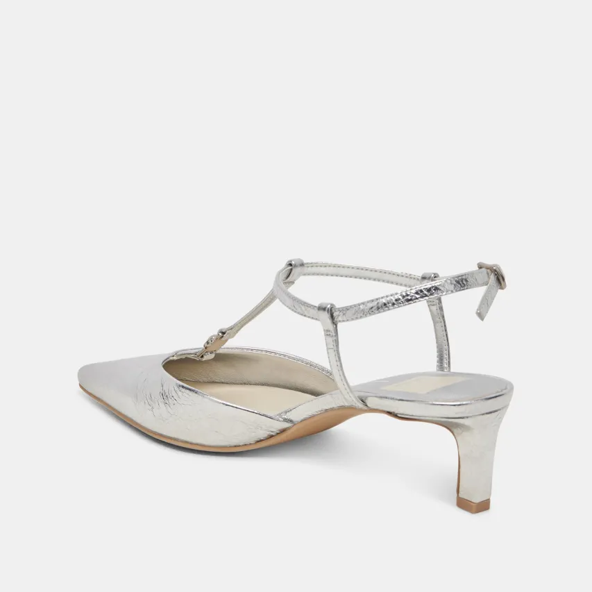 LAVON HEELS SILVER DISTRESSED LEATHER^Dolce Vita New