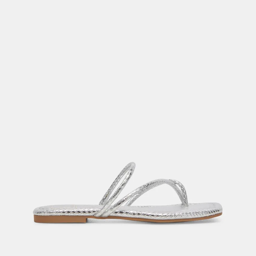 LEANNA SANDALS SILVER EMBOSSED STELLA^Dolce Vita Fashion