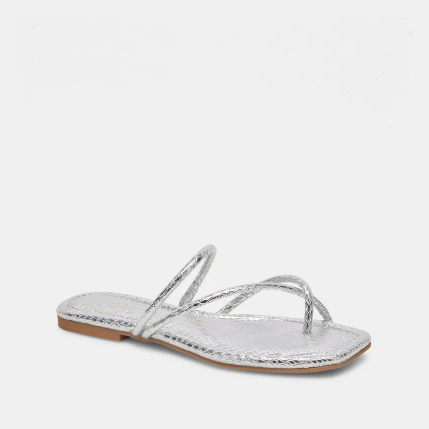 LEANNA SANDALS SILVER EMBOSSED STELLA^Dolce Vita Fashion