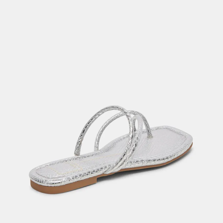LEANNA SANDALS SILVER EMBOSSED STELLA^Dolce Vita Fashion