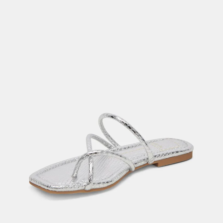LEANNA SANDALS SILVER EMBOSSED STELLA^Dolce Vita Fashion