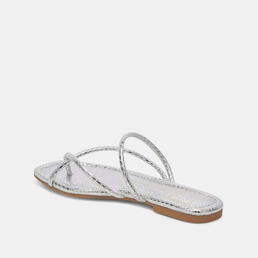 LEANNA SANDALS SILVER EMBOSSED STELLA^Dolce Vita Fashion