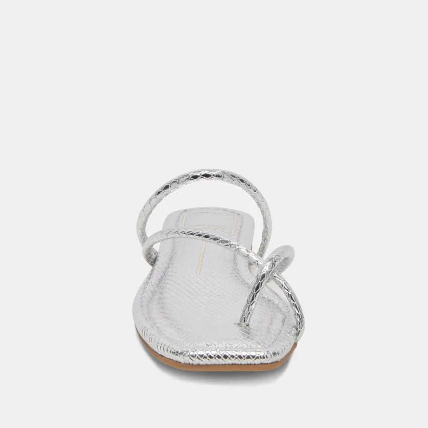 LEANNA SANDALS SILVER EMBOSSED STELLA^Dolce Vita Fashion