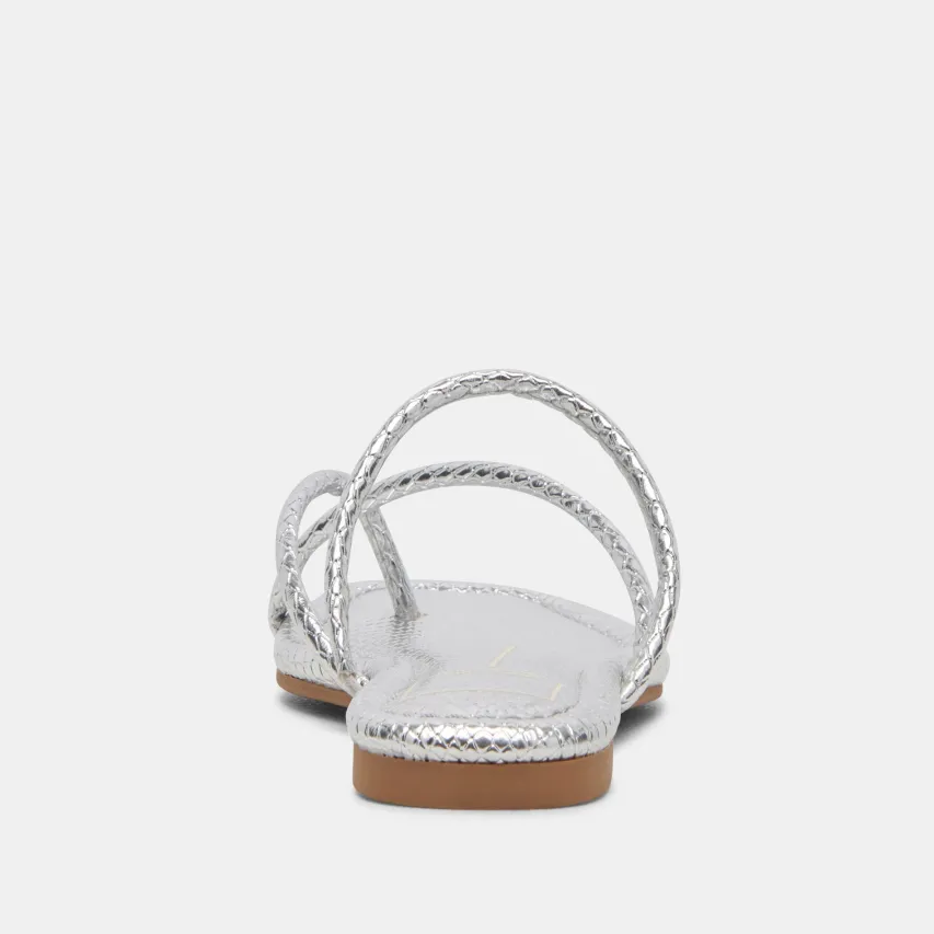 LEANNA SANDALS SILVER EMBOSSED STELLA^Dolce Vita Fashion