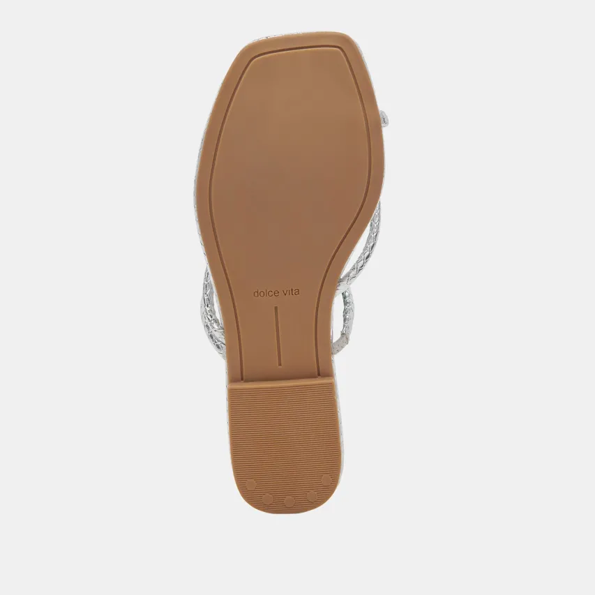 LEANNA SANDALS SILVER EMBOSSED STELLA^Dolce Vita Fashion