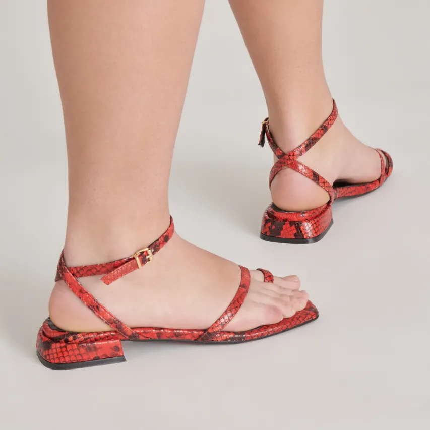 LEXI SANDALS RED SNAKE EMBOSSED^Dolce Vita Discount